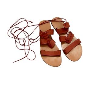 Splendid‎ Tyler Suede Genuine Leather Flat Greek Sandals Coral Brown 9 B